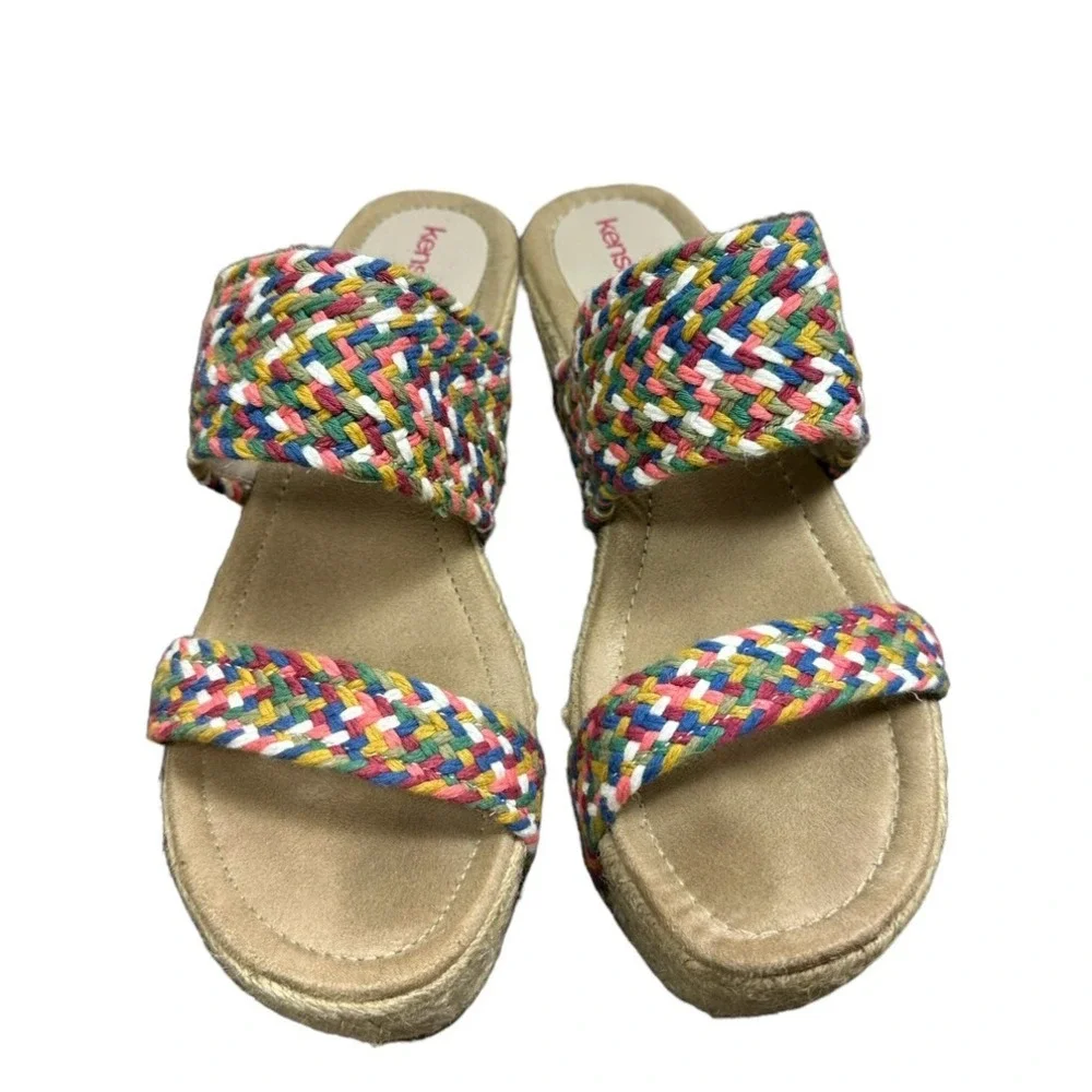 Kensie Girl Platform Slip-on Sandals Women's Size 10 Multi Colored Boho